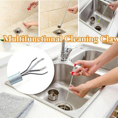 2pcs Spring Pipe Dredging Tool, Multifunctional Cleaning Claw, Bendable Sewer Drain Cleaning Brush, Pressure-Type Cleaning Hook for Kitchen, Bathroom and Restaurant