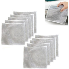 Double Layer Multifunctional Non-Scratch Wire Dishcloth, Steel Wire Dish Towel, Multipurpose Wire Dishwashing Rags for Wet and Dry (10PCS)