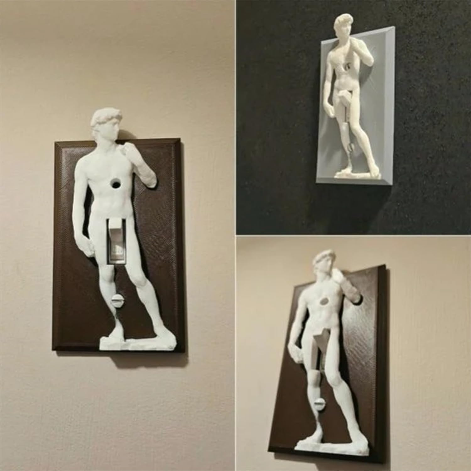 Funny Light Switch Cover, Michelangelo's David 3D Sculpted Light Switch Cover, Polyresin Single Toggle Wall Switch Plate Cover- Statue of David Michelangelo Wall Home Art Decor