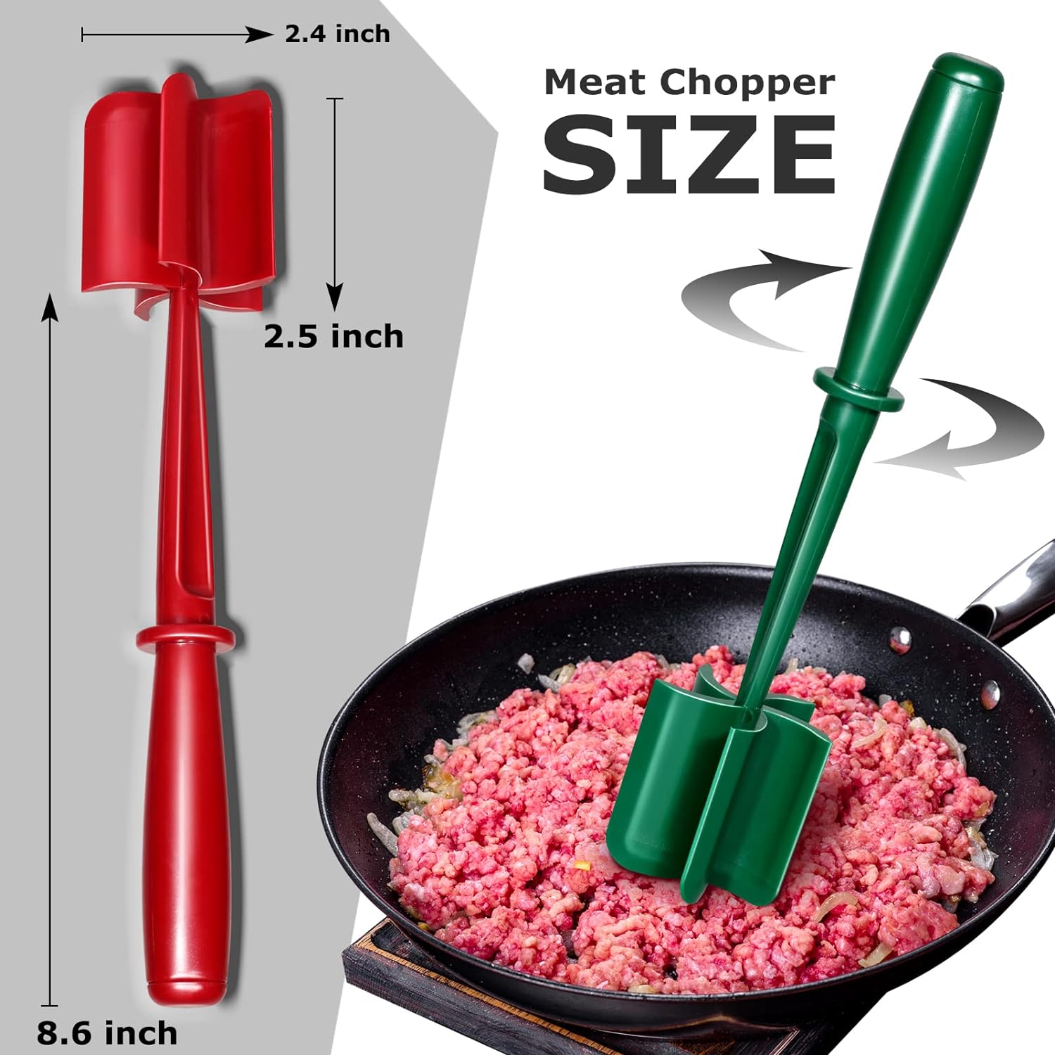 Meat Chopper, Hamburger Chopper Utensil, Professional Heat Resistant Nylon, Masher & Smasher Meat, Potato Masher Ground Beef & Turkey -Non Stick Mix Chopper for Kitchen Tool