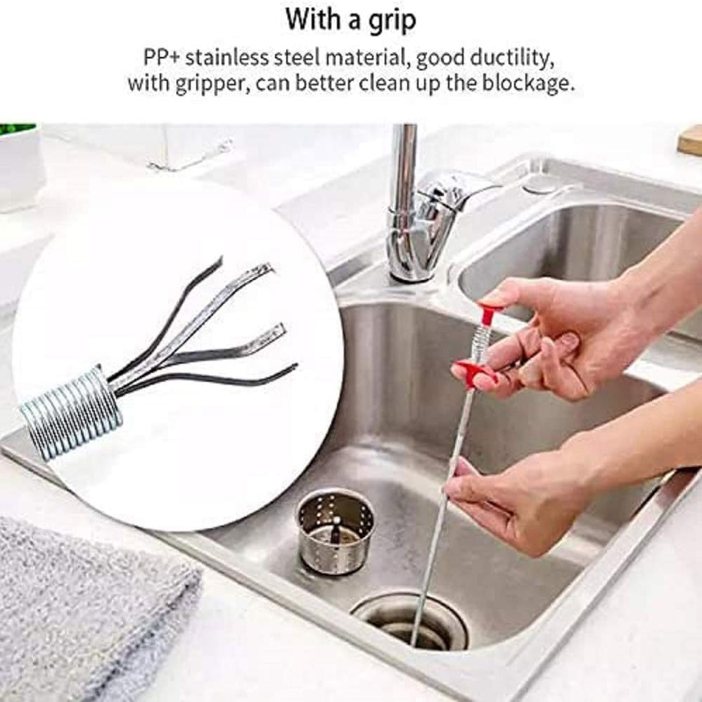 2pcs Spring Pipe Dredging Tool, Multifunctional Cleaning Claw, Bendable Sewer Drain Cleaning Brush, Pressure-Type Cleaning Hook for Kitchen, Bathroom and Restaurant