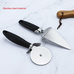 Single-wheel Pizza Knife and Spatula Set,Classic Pizza Wheel, Stainless Steel Pizza Knife, Roller Knife,Stainless Steel Pizza Pie Cake Server Pie Cake Serving Set, (spatula+wheel)