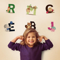 Animal Alphabet Kids Wall Decals - Peel & Stick Educational Baby Stickers for Playroom, Classroom Decoration