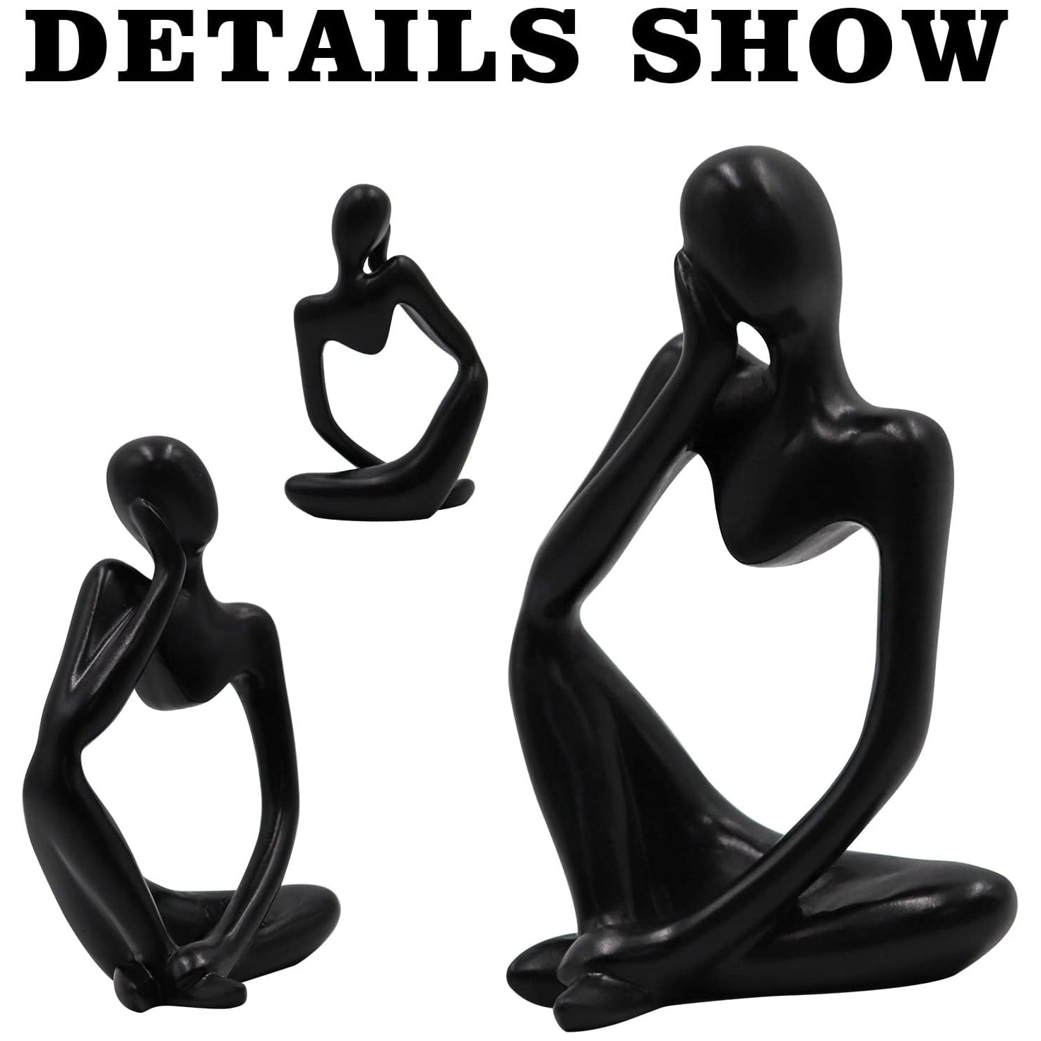 Thinker Statues and Sculptures, Resin Thinker Statue Ornaments, Abstract Style Sculptures, Housewarming Gifts, Housewarming Decorations, Living Room Dining Desk Decorations(Black Right, Small)