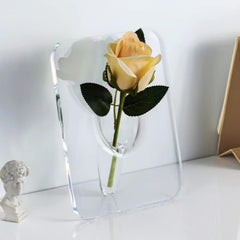 Frame Flower Vase - Clear Acrylic Vases for Flowers, Modern Art Vases for Home Decor, Unique Decorative Vases for Desktops Bookshelf Bedroom Living Room Wedding House Warming Gifts