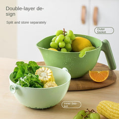 Double layered vegetable washing basin, drain basket, fruit dish, vegetable washing basket, kitchen leak drain basket