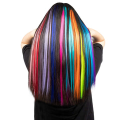 12 Pcs Clip in Hair Extensions, 22 Inch Colored Hair Extensions Party Highlights Long Straight Synthetic Hairpieces for Women Kids Girls (Rainbow)