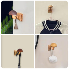 Wood Mushroom Wall Mount Hook Wood Hooks for Hanging with Screws Decorative Wall Hanging Hooks for Hanging Coat Hat Bag Backpack Towel Beech