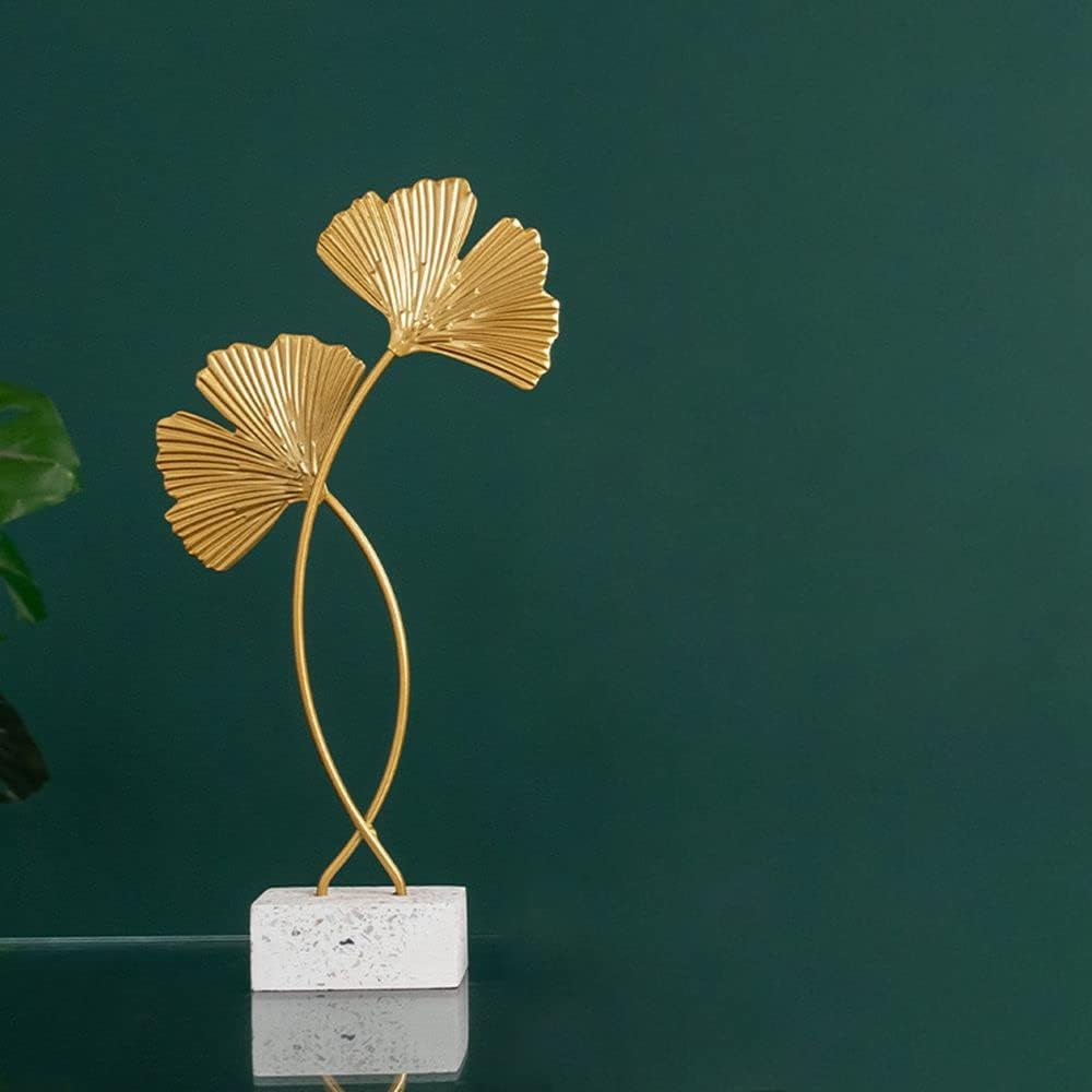 Golden Ginkgo Leaves Figurines Statue,Leaf Shape Sculpture Desktop Decor Nordic Office Living Room Ornaments Home Decoration