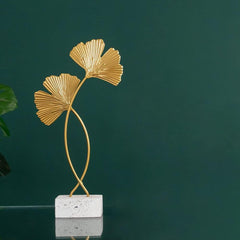 Golden Ginkgo Leaves Figurines Statue,Leaf Shape Sculpture Desktop Decor Nordic Office Living Room Ornaments Home Decoration