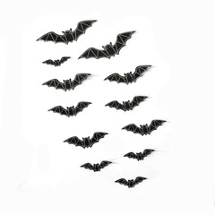 Halloween Bat Decorations - 24PCS Green Glowing Bats, DIY Window Wall Stickers, Reusable PVC 3D Bats Stickers for Bathroom Indoor Hallowmas Party Supplies