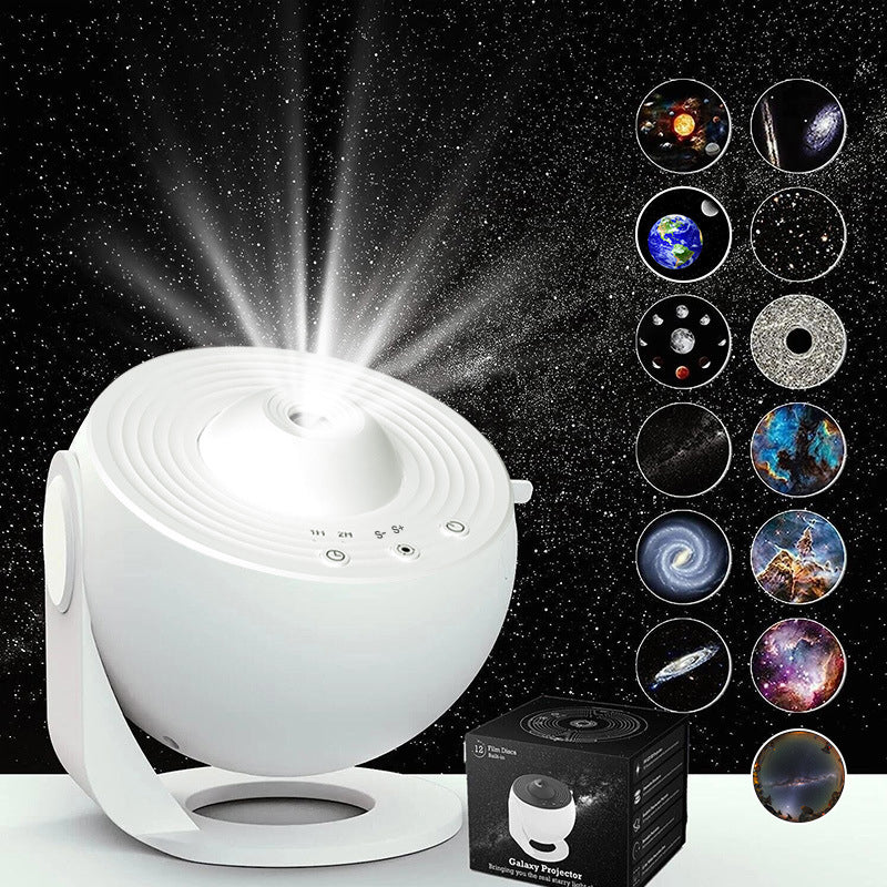 Galaxy Projector for Bedroom, HD Image Star Projector Galaxy Light Adjustable Knob, 13 Film Discs Planetarium Projector for Kids, 360° Rotating 1/2h Timer Simple 3-Button Control