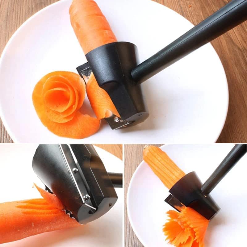 2PCS Spiral Funnel Flower Roller - Carrot Curler and Peeler, Carrot Spiral Shred Slicer, Carrot Vegetable Cutter Spiral Slicer, Flower Roller Peeler Spiral Knife for Kitchen Shredded Tool