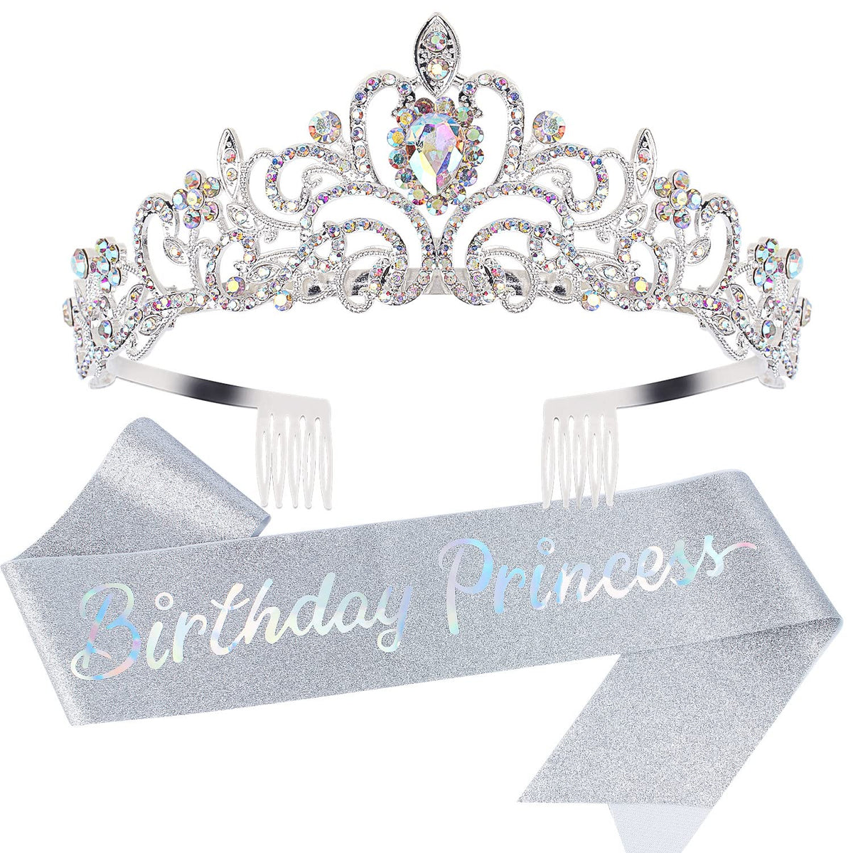 Birthday Girl Tiara, Crown for Girls, Princess Crown with Birthday Sash, Birthday Girl Headband, Birthday Crowns Tiara for Women, Happy Birthday Decorations Party Supplies Gifts