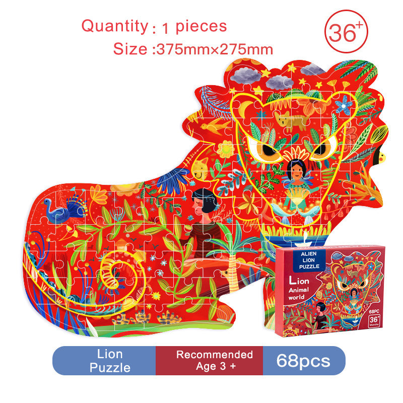 Floor Puzzle Suitable for Children Aged 3-10, Unique Large Irregular Animal Shaped Art Puzzle Suitable for Boys and Girls 71 Pieces Toys As Gifts for Children (Tyrannosaurus Rex)