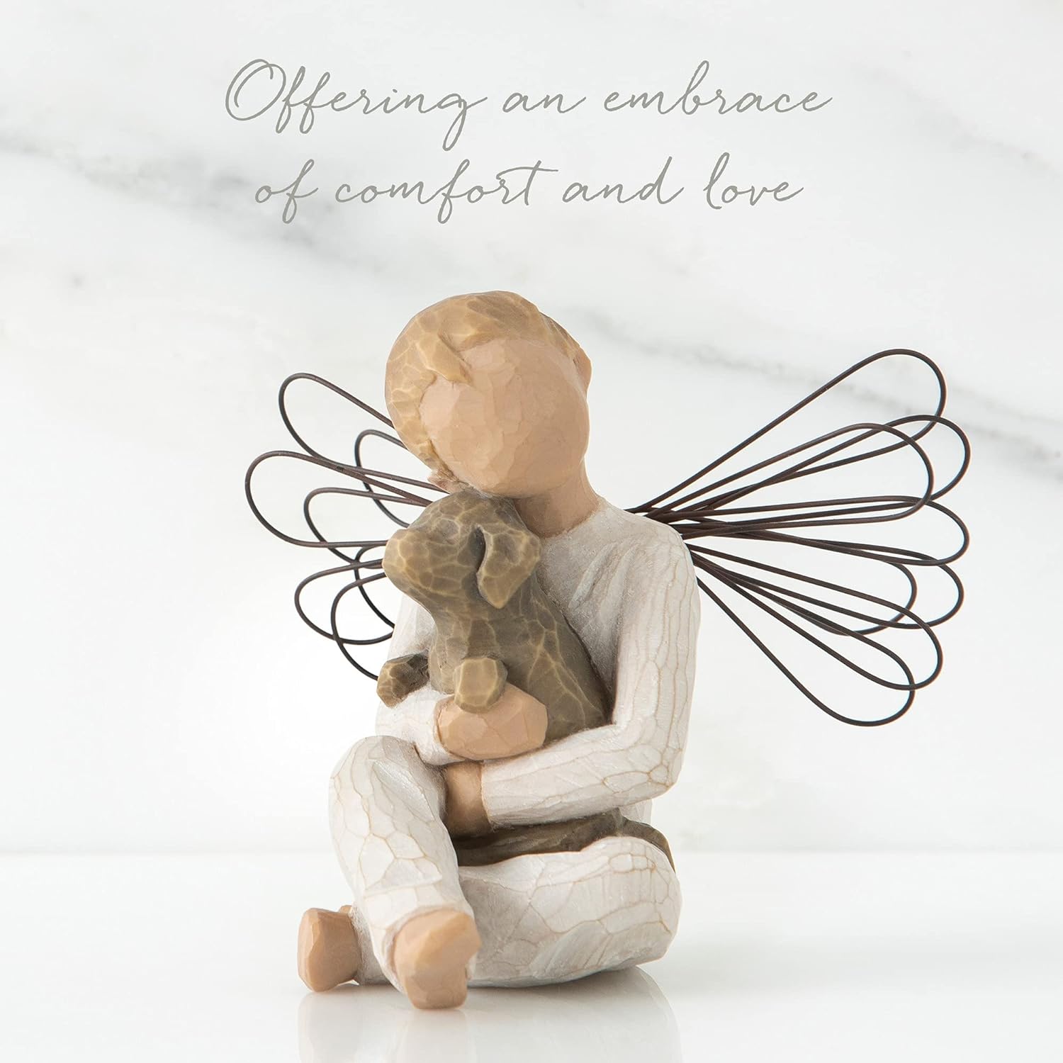 Angel of Comfort, Offering an Embrace of Comfort and Love, to Mark a Memory of a Beloved Pet, for Pet Lovers, Dog Owners, Pet Adoption, Remembrance or Loss, Sculpted Hand-Painted Figure