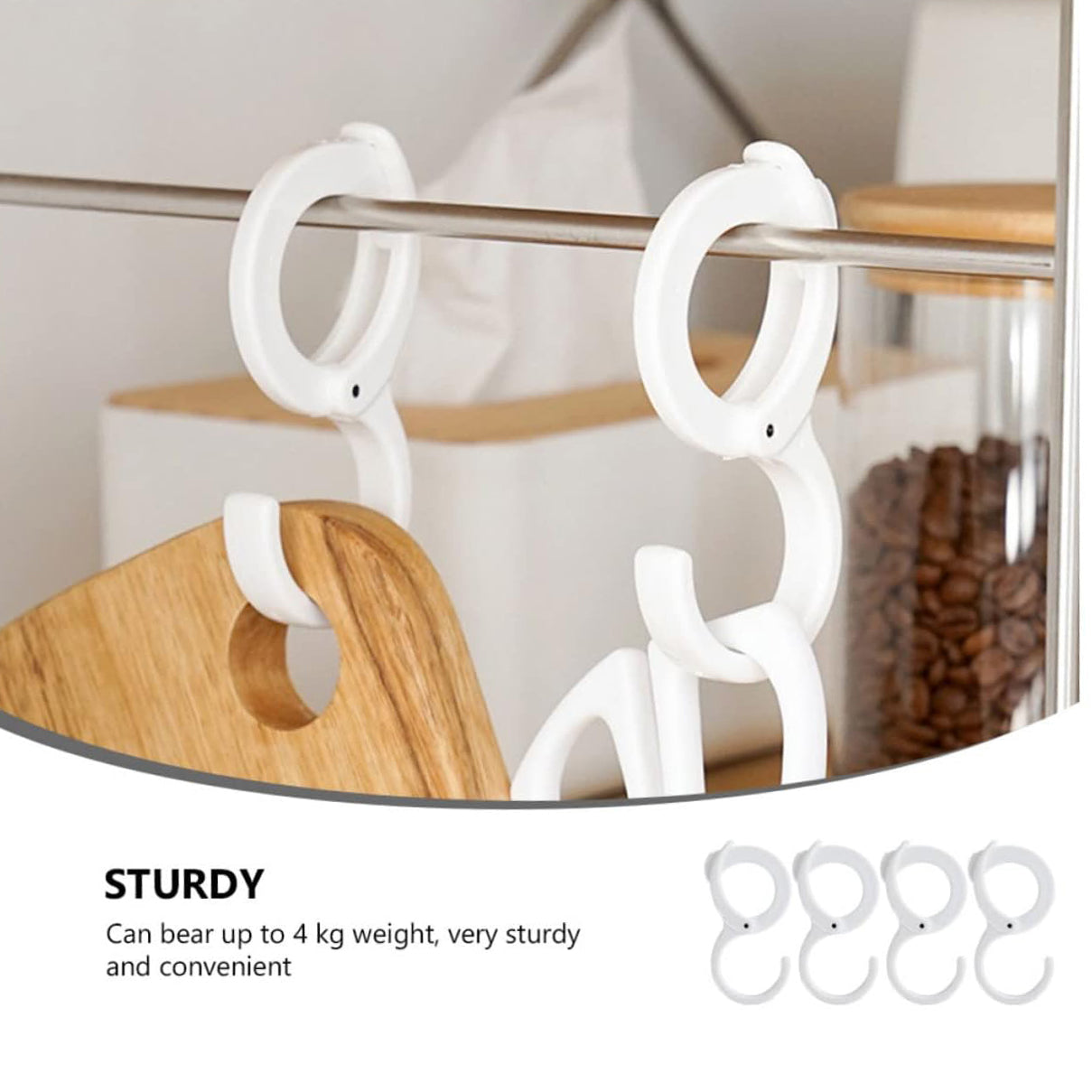 4pcs S-Shaped Snap Hook Plastic s Shaped Hook Metal Clothes Rack Practical Hangers Hanging Plant Hook S Shaped Hooks Kitchen S-Shaped Buckle Abs Small Tools White Simple