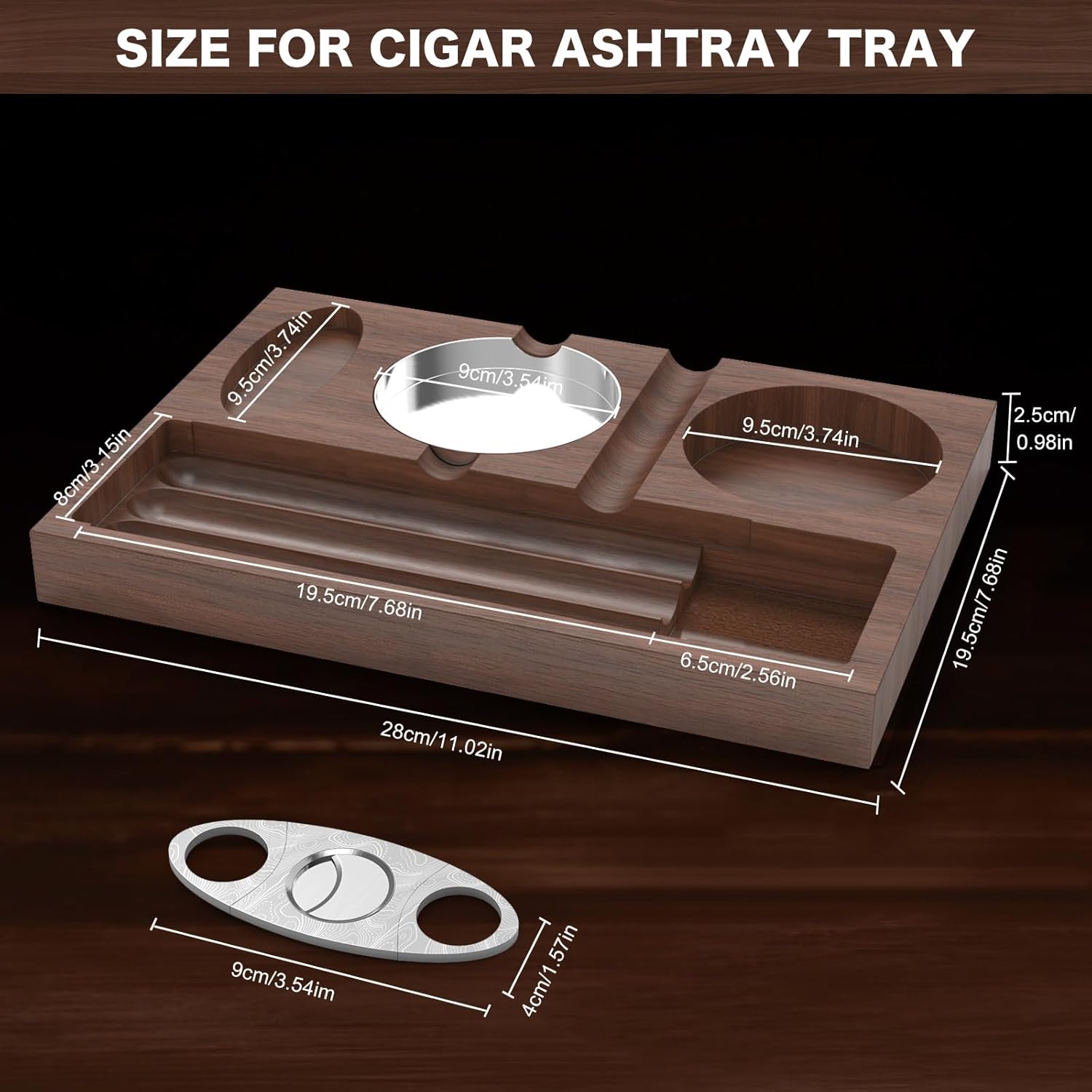 Cigar Ashtray with Cigar Cutter, Cigar Accessories Set Gift for Men