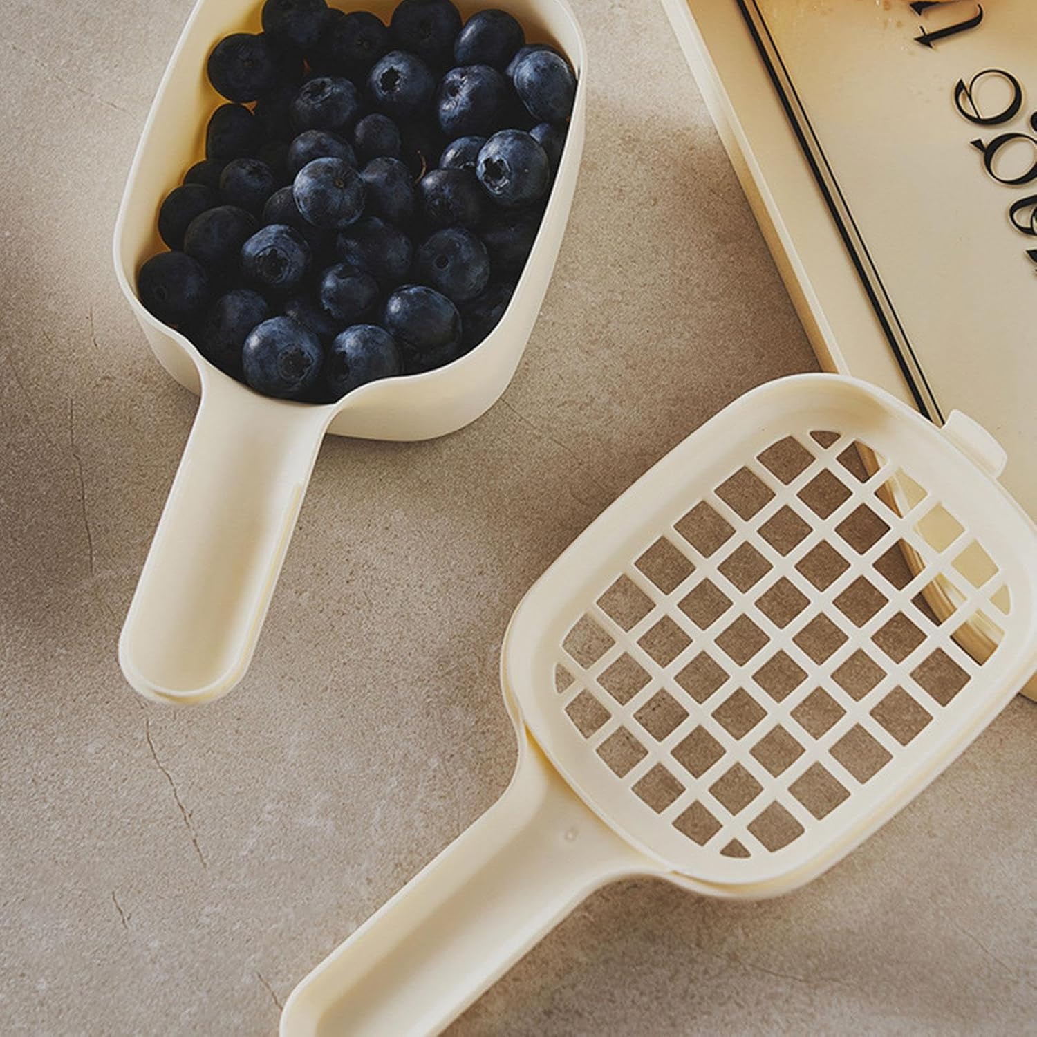 Fruit Strainer Kitchen | Basket Drainage Kitchen | Basket Fruit Colander | Handy Colander - Efficient Kitchen Drainage Basket for Washing Blueberries, Small Tomatoes, Grapes, Light Yellow