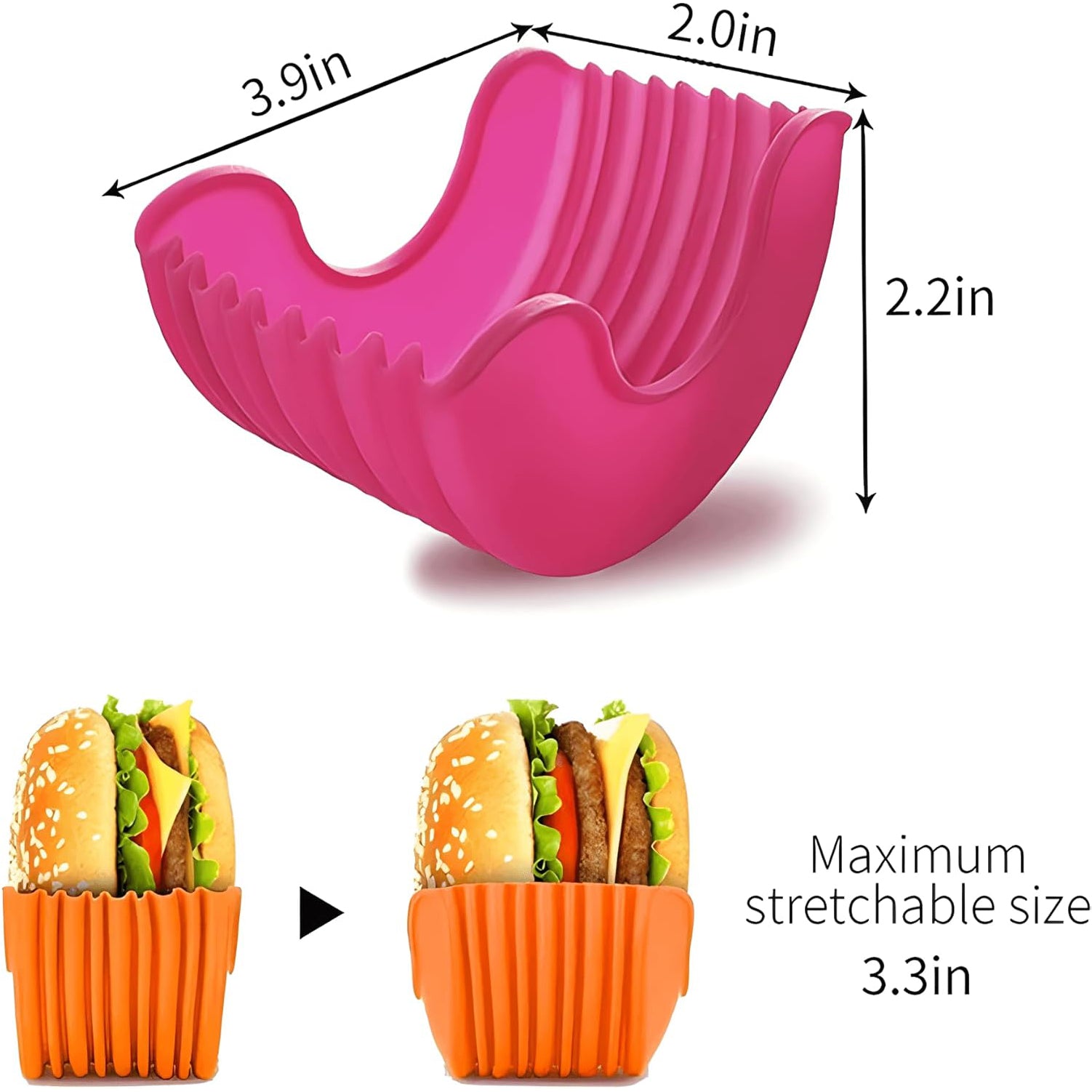 4pcs Retractable Burger Fixed Box, Touch-Free Burger Clip, Reusable Burger Box Silicone Holder, Hamburger Box, Dishwasher Safe, Food Grade Silicone Burger, Sandwich Clip, Hamburger Box