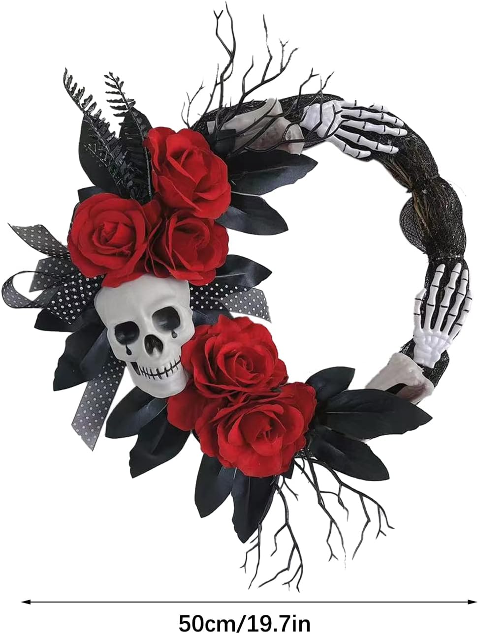 Halloween Skeleton Red Flower Ghost Hands Decorate Garland Ghost Festival Atmosphere Decorate Venue Props Rattan Circle