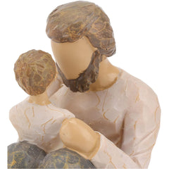 Father and Son Statue, Lifelike Appearance Family Figurine Exquisite Craftsmanship Father and Child Figurine Sturdy Resin Material Hand Painted and Sculpted Figurine