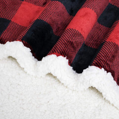 Sherpa Red and Black Buffalo Plaid Christmas Throw Blanket, Fuzzy Fluffy Soft Cozy Blanket, Fleece Flannel Plush Microfiber Blanket for Couch Bed Sofa (60" X 80")