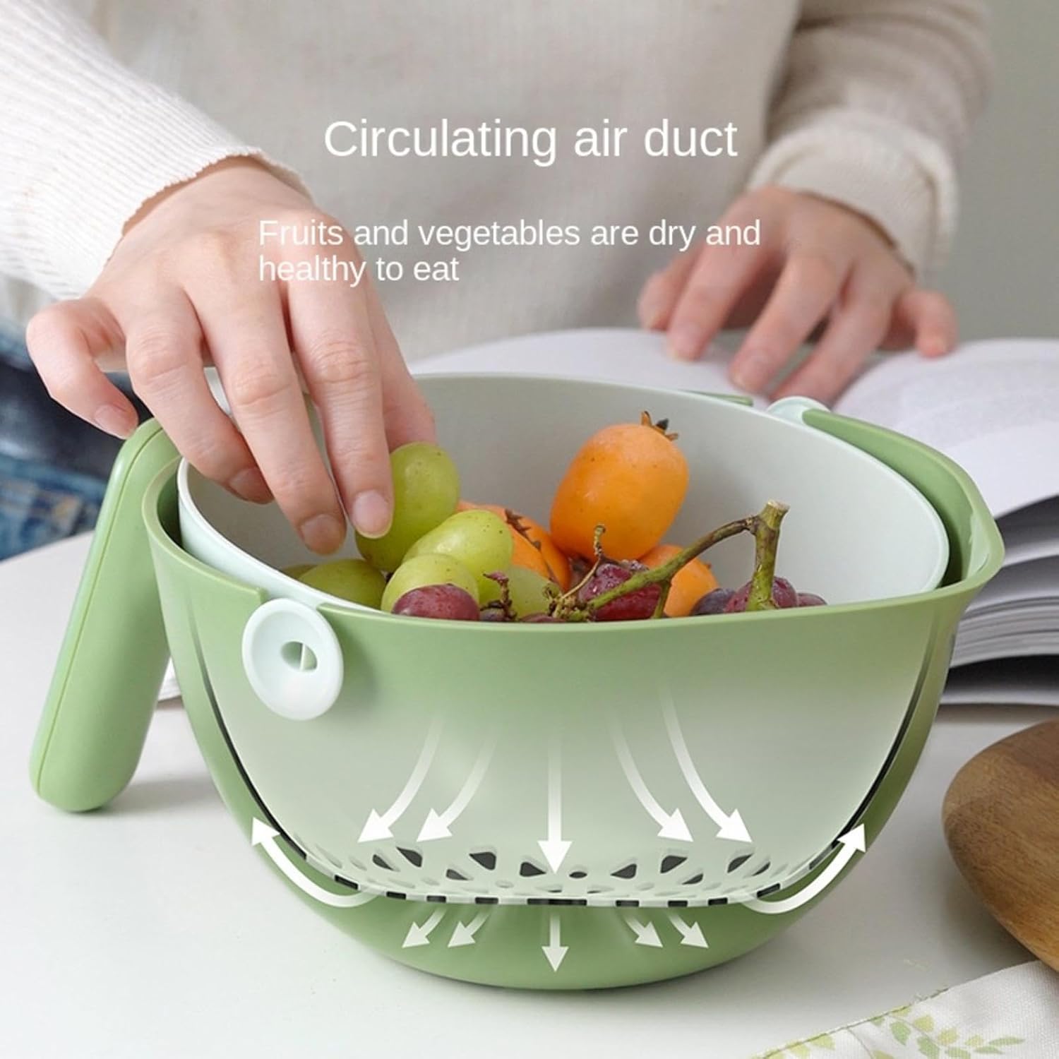 Double layered vegetable washing basin, drain basket, fruit dish, vegetable washing basket, kitchen leak drain basket