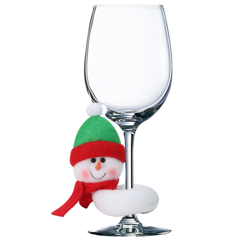 Christmas Table Decoration Snowman Reindeer Santa Claus Wine Glass Foot Cover Wine Glass Sleeve Christmas Decorations for Christmas New Year Party Dinner (no Wine Glass)(Santa Claus)