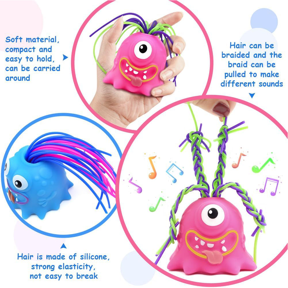 2 PCS Stress Relief Screaming Monster Toys, Funny Hair-Pulling Anti Anxiety Toys, Novelty Fidget Toys for 3+ Years Kids Teens