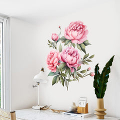 Watercolor Peony flower wall stickers Room bedroom background wall decorations hallway self-adhesive wall stickers