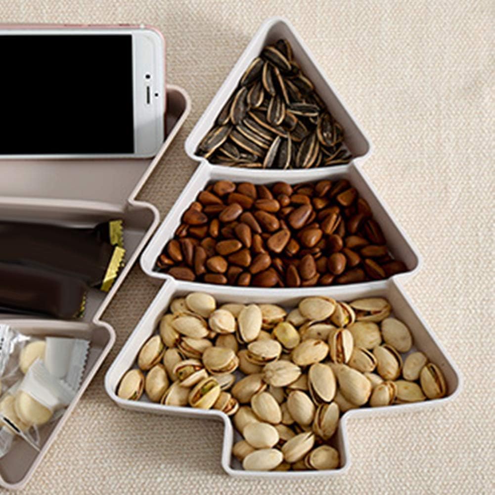 Christmas Tree Shape Candy Tray, Snacks Nuts Seeds Dry Fruits Plate Candy Xmas Tree Dish Grey