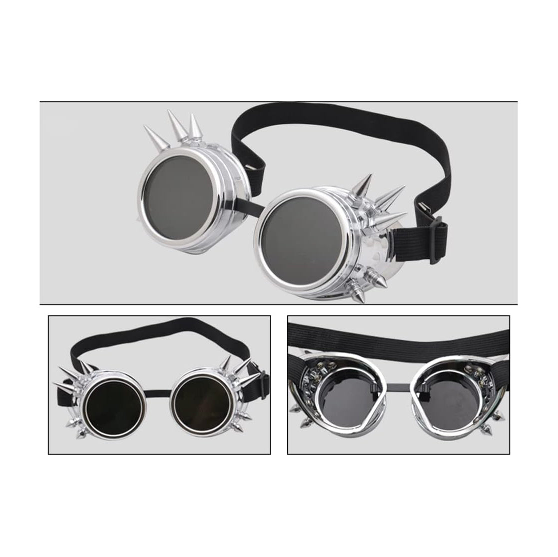 Steampunk Goggles Vintage silver stud welding glasses motorcycle goggles Gothic Cosplay Sunglasse