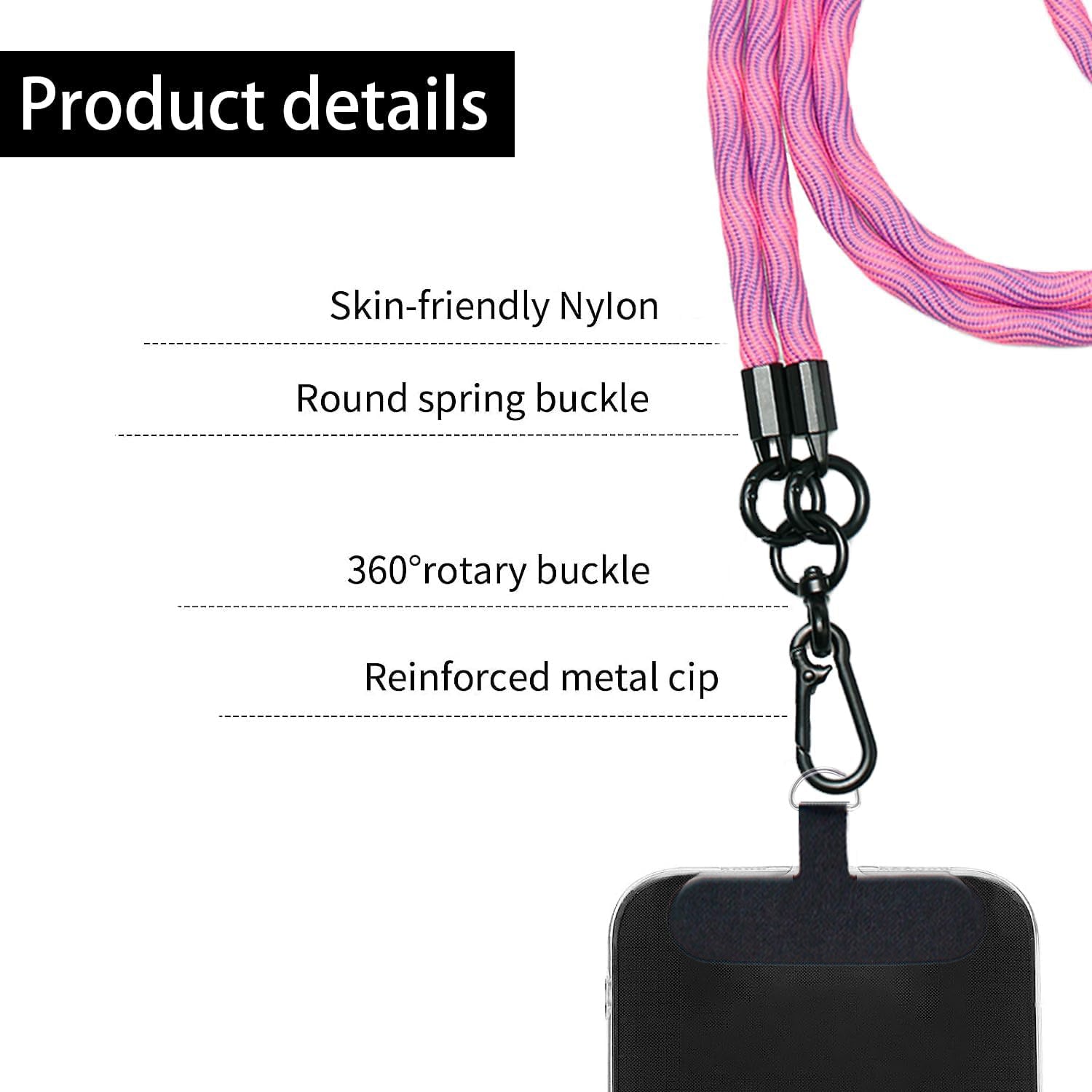 Mobile phone lanyard 8mm thick can anticline body braided mobile phone rope anti-loss sling