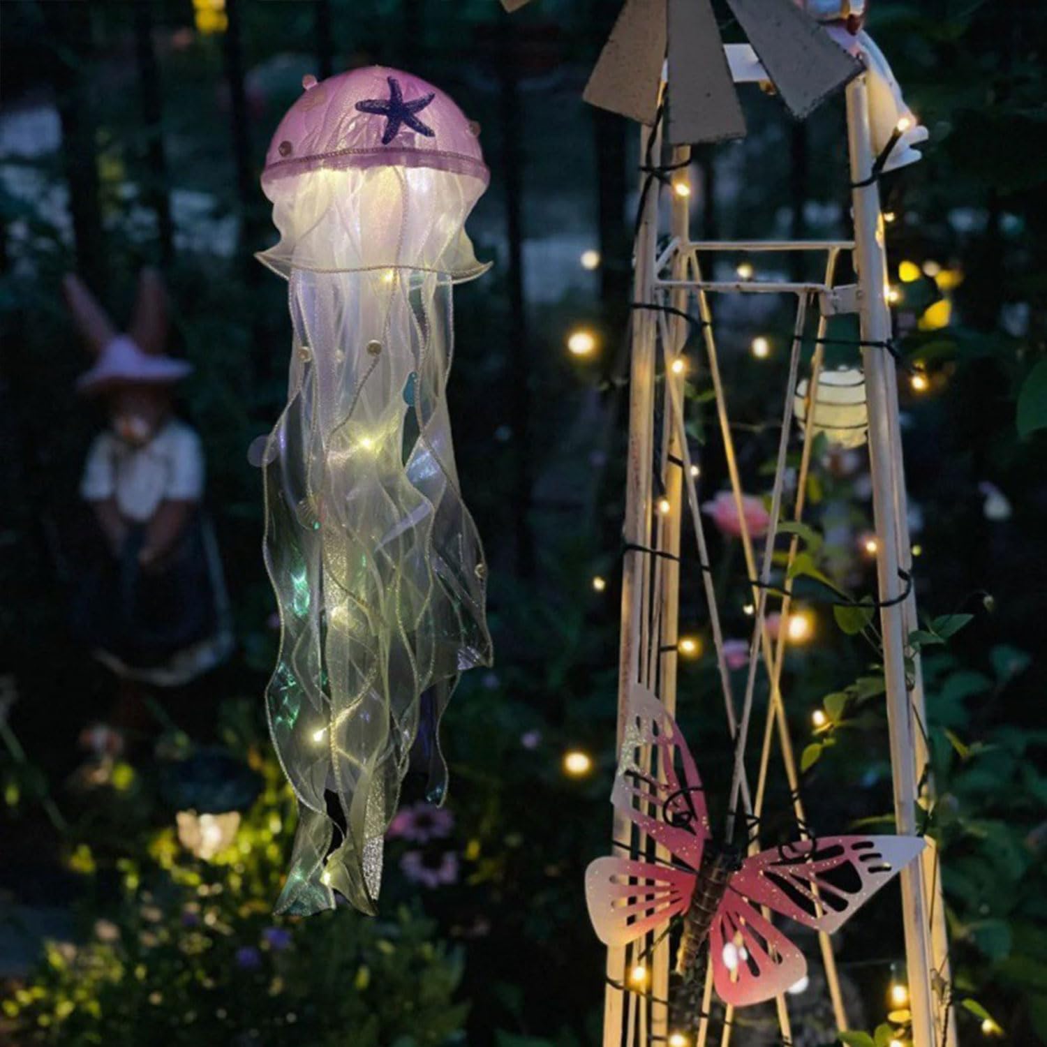 Jellyfish Lamp Led Lantern Decorations for Nursery Birthday Gift | Ocean Theme Décor | Purple Hanging Jelly Fish Light for Bedroom Little Mermaid Birthday Party Baby Shower