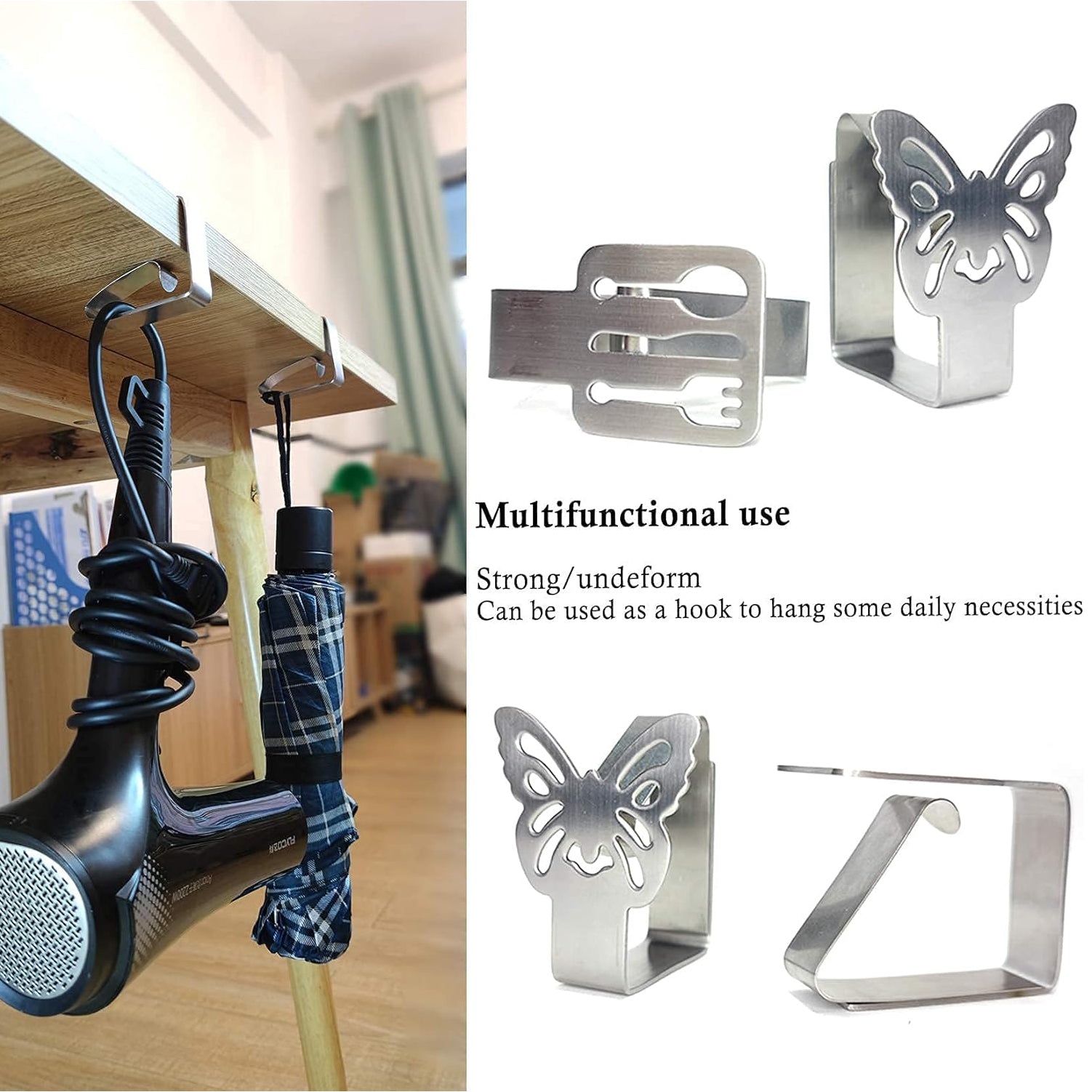 Tablecloth Clips for Outdoor Dining Table 8 pcs Picnic Tables Clips Thickened Strong Stainless Steel，Table Cloth Clips Holders Ideal for Outdoor and Indoor,Kitchen, Picnic,Party(Butterfly)