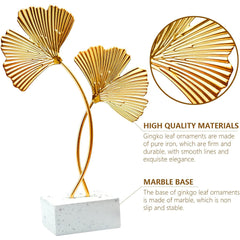 Metal Ginkgo Leaf Ornaments, Gold Ginkgo Leaf Desktop Decoration Sculpture, Modern Creative Home Décor Accents Statue for Office, Bedroom, Bookshelf