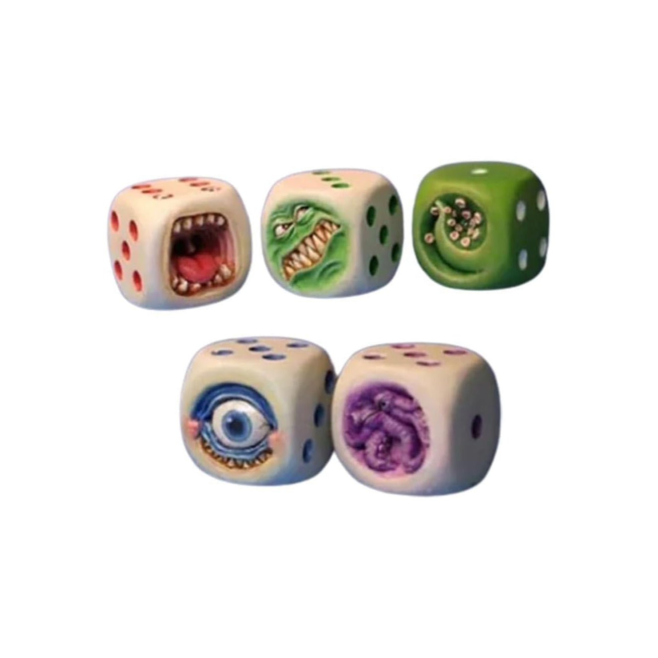 5pcs Ugly Monster Dice, Monster Resin Dice Set for Cocktails Party, Monster Movies Decorative Dicelings, Role Playing Dice, Funny Monster Face Dice Ornaments