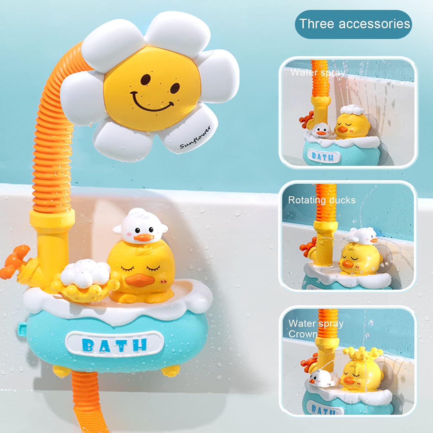 Bath Toy Bathtub Toy with Electric Shower Bath Letters, Organizer Mesh Net, Chritsmas Gift for Toddlers, Kids and Babies