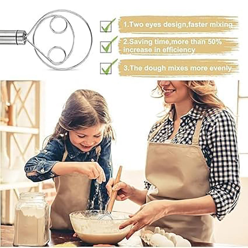 Stainless Steel Mixer, Flour and Noodle Maker, Multifunctional Double Circle Dough Cake Mixer, Fast Egg Beater