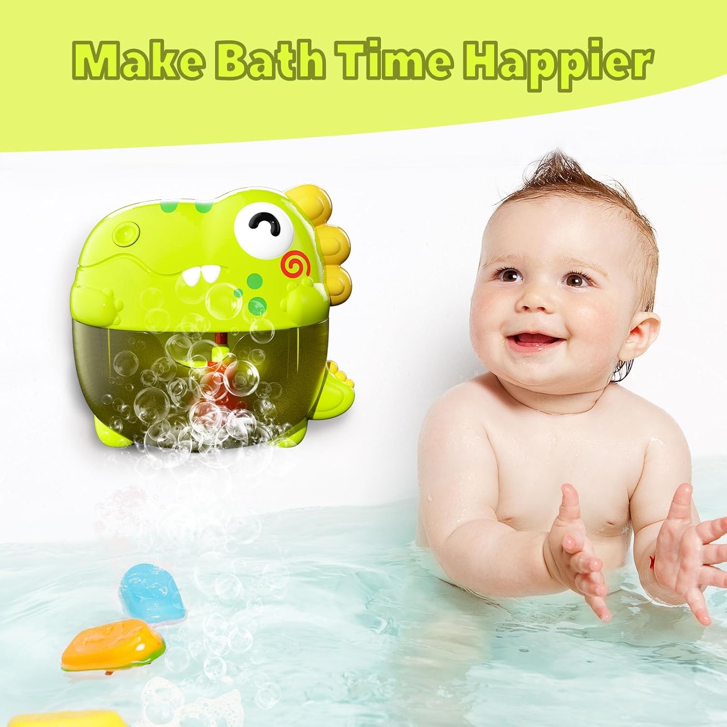 Baby Bath Toys for Toddlers, Light Up Bath Bubble Maker with Music for Baby Toys, Dinosaur Bathtub Shower Water Toys for 1 2 3 Year Old Boys Grils Toddler Gifts