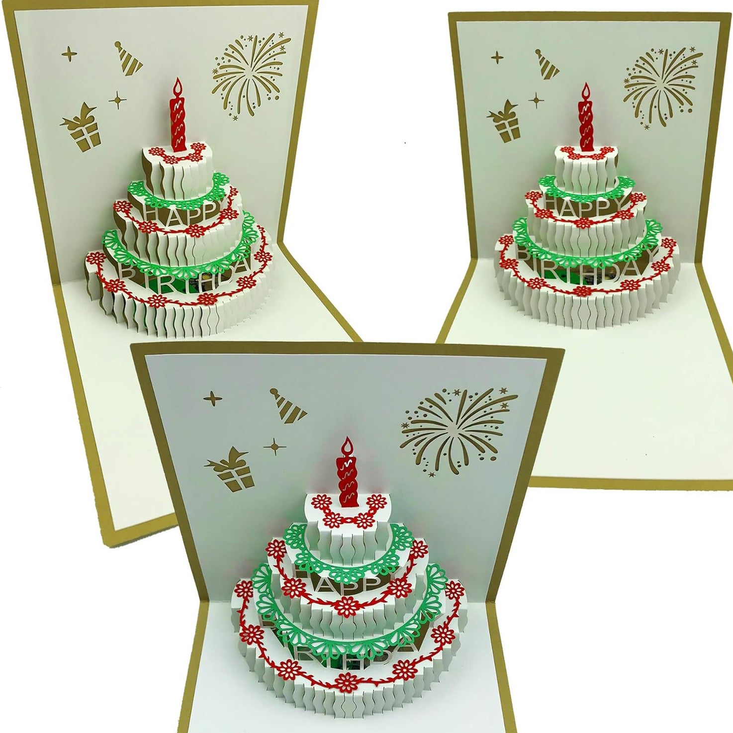 3D Pop Up Birthday Cards,Warming LED Light Birthday Cake Music Happy Birthday Card Postcards Pop Up Greeting Cards Happy Birthday Cards Best for Mom,Wife,Sister,Boy,Girl,Friends 1 Pack 3 pcs