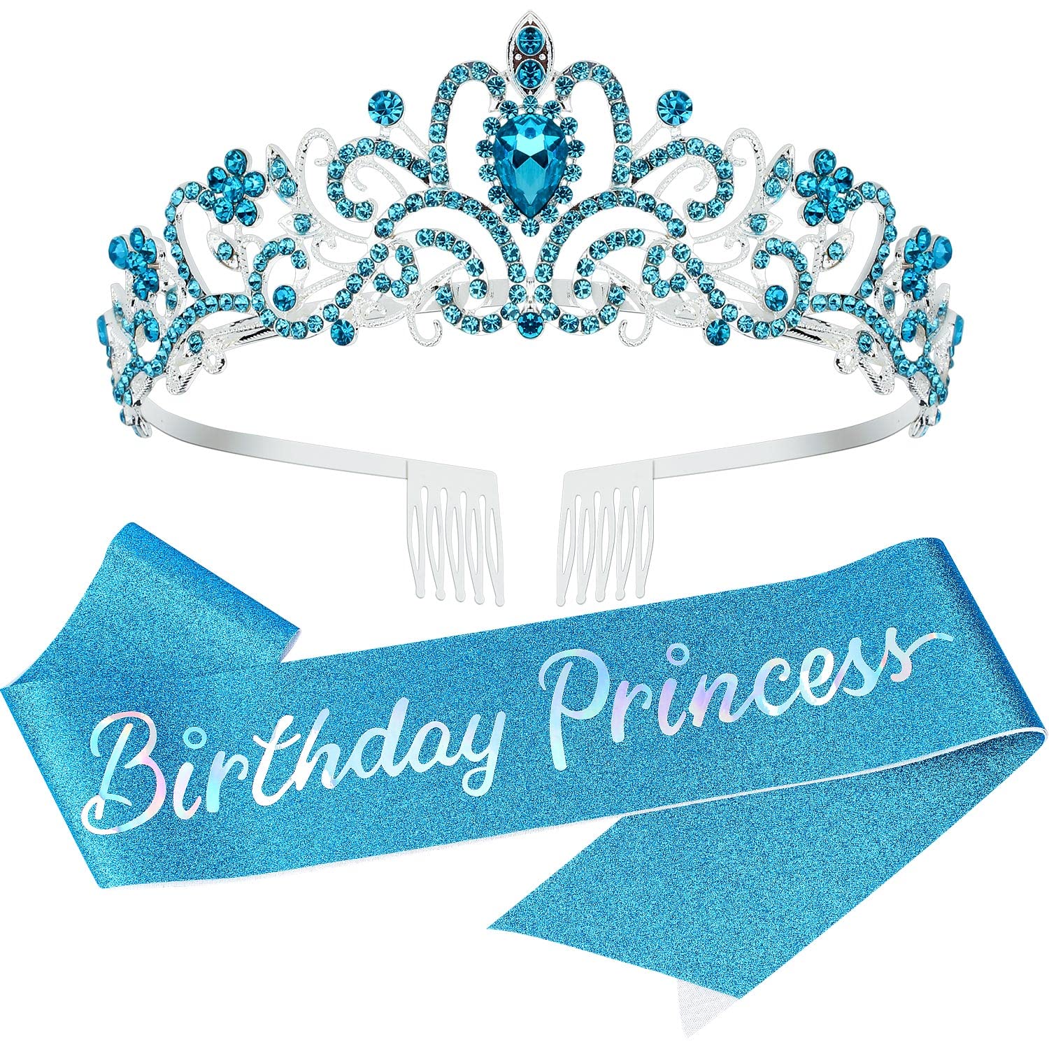 Birthday Girl Tiara, Crown for Girls, Princess Crown with Birthday Sash, Birthday Girl Headband, Birthday Crowns Tiara for Women, Happy Birthday Decorations Party Supplies Gifts