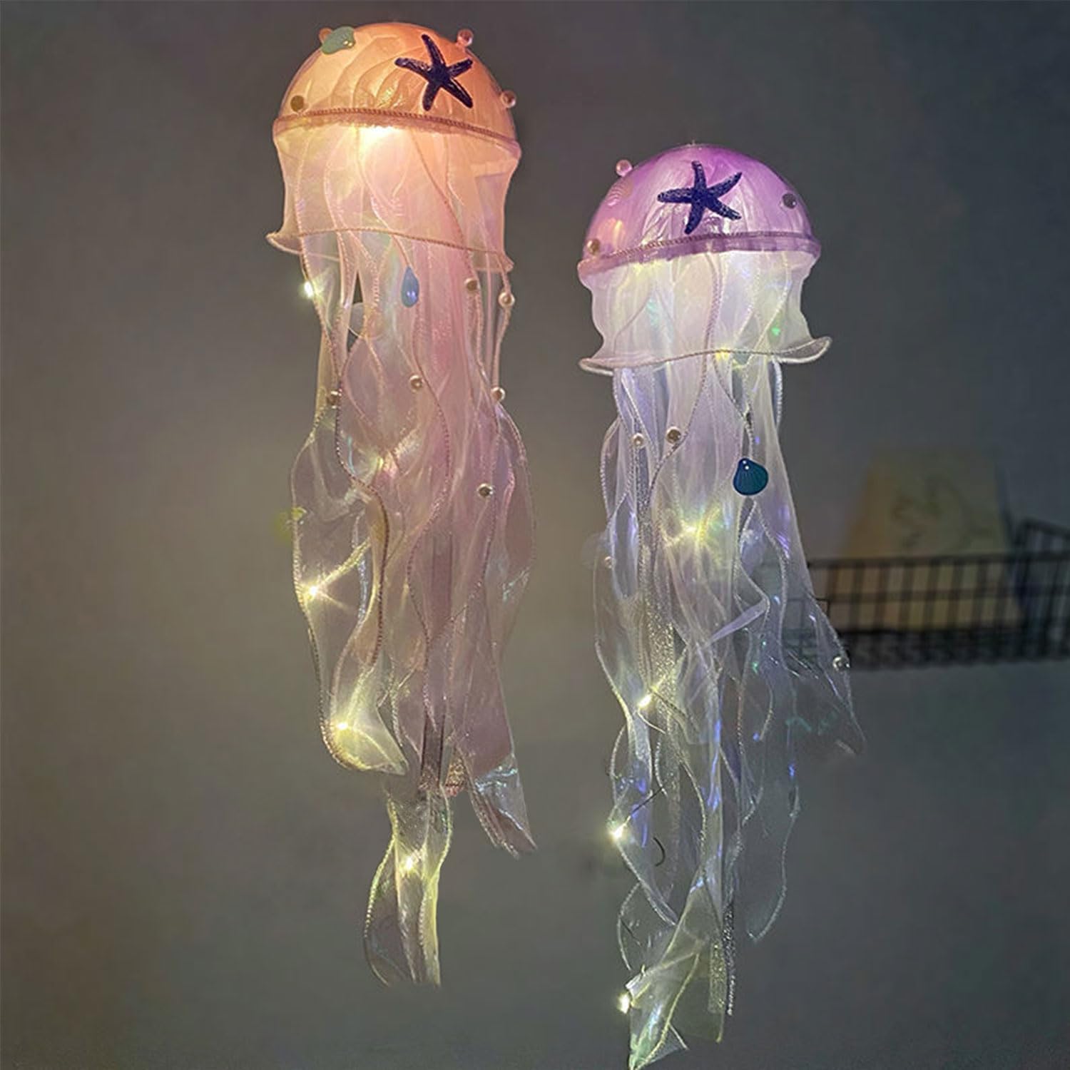 Jellyfish Lamp Led Lantern Decorations for Nursery Birthday Gift | Ocean Theme Décor | Purple Hanging Jelly Fish Light for Bedroom Little Mermaid Birthday Party Baby Shower