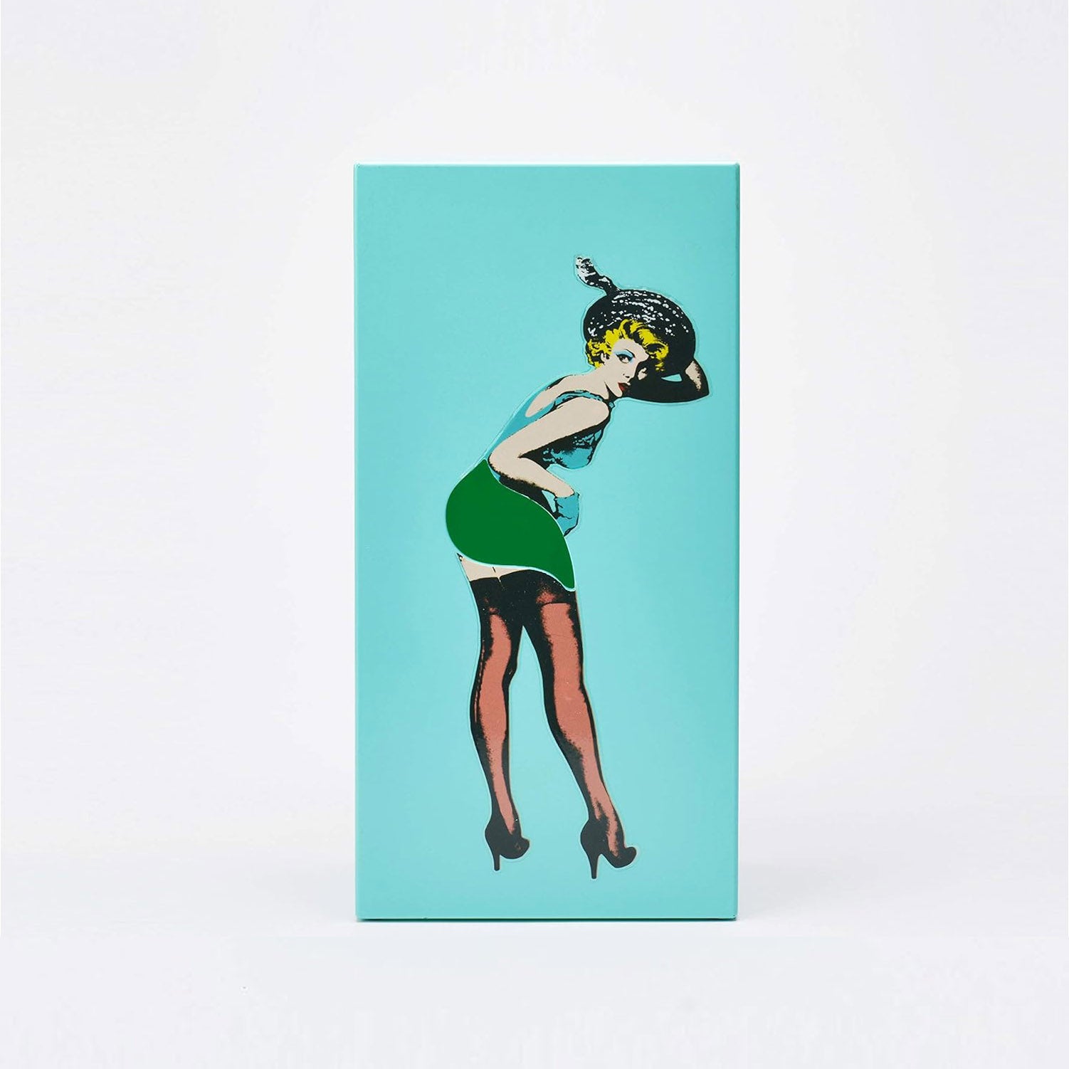 Flying Skirt Tissue Box (The Original Skirt Tissue Holder) - Resin Embossed Pop Art Print, Metal Weighted Base