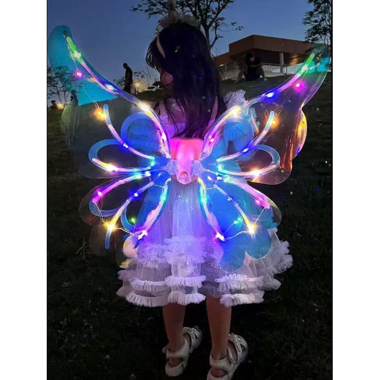 Light Up Fairy Wings for Girls Pet,Led Butterfly Wings,Dog Halloween Costumes Fairy Wings for Dogs,Electric Fairy Wings Costume Fairy Costume with Led Lights & Music Halloween Costume Angel Wings