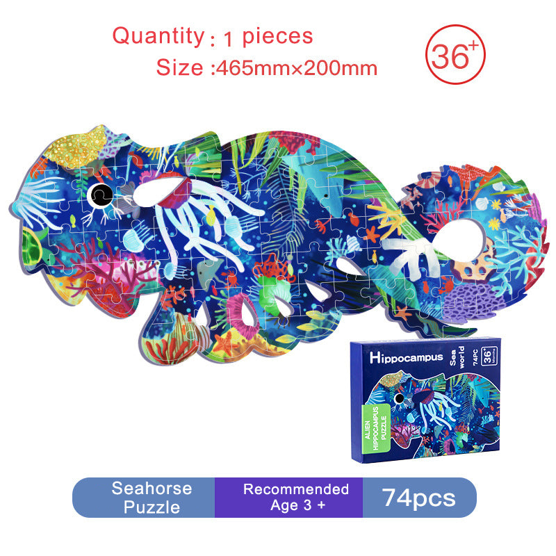 Floor Puzzle Suitable for Children Aged 3-10, Unique Large Irregular Animal Shaped Art Puzzle Suitable for Boys and Girls 71 Pieces Toys As Gifts for Children (Tyrannosaurus Rex)