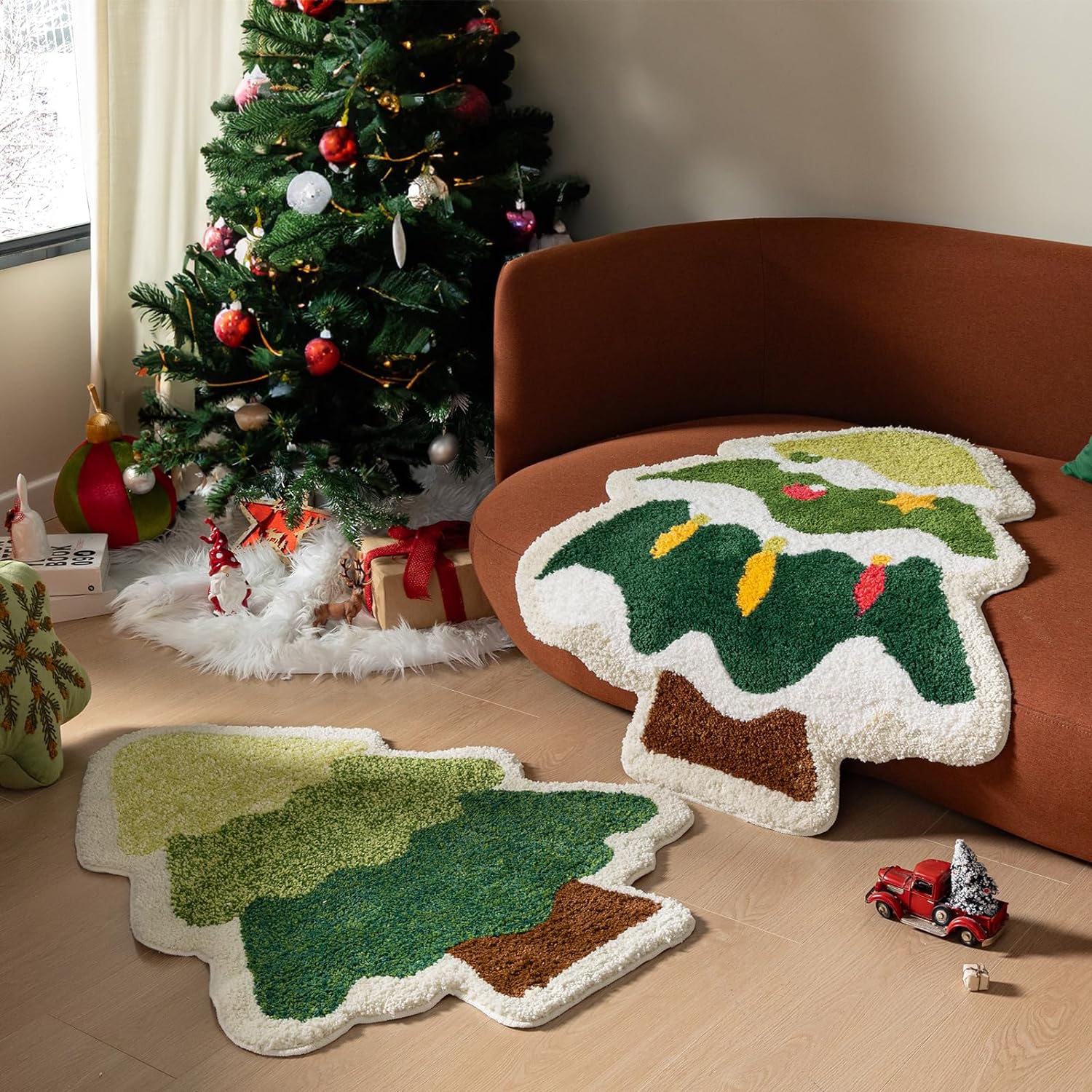 Christmas Tree Tufted Rug Light Green 30 x 35 Inches