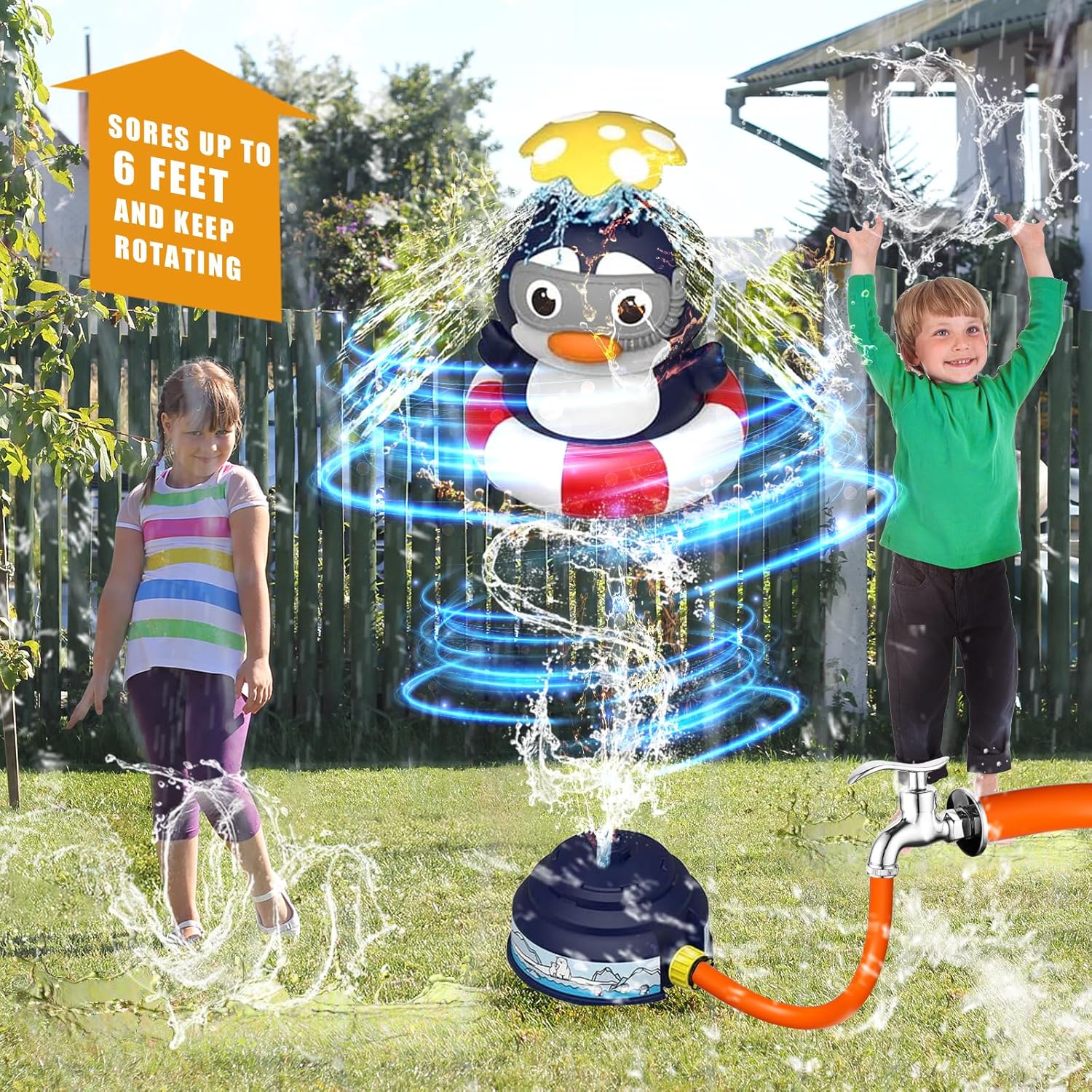 Sprinkler Rocket Launcher for Kids, Outdoor Water Toys for Boys & Girls 3 4 5 6 7 8 Year Old, Summer Outside Activity