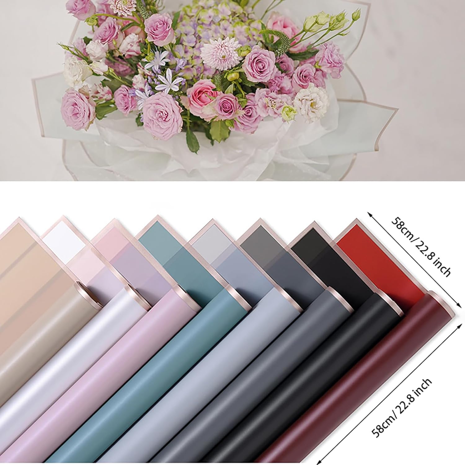 20 Sheets 23 x 23 inch Bouquet Wrapping Paper, Waterproof Flower Wrapping Paper Floral Packing for Wedding Valentine's Day Birthday Gift DIY